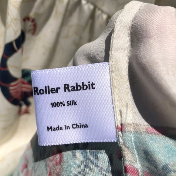 Roller Rabbit Small Silk Blouse Top Shirt Peacock Tassel V Neck Roberta Tunic - Picture 8 of 9